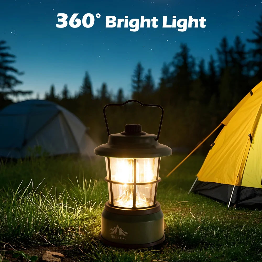 Night Cat Camp Lantern — Long‑Life Battery Glow