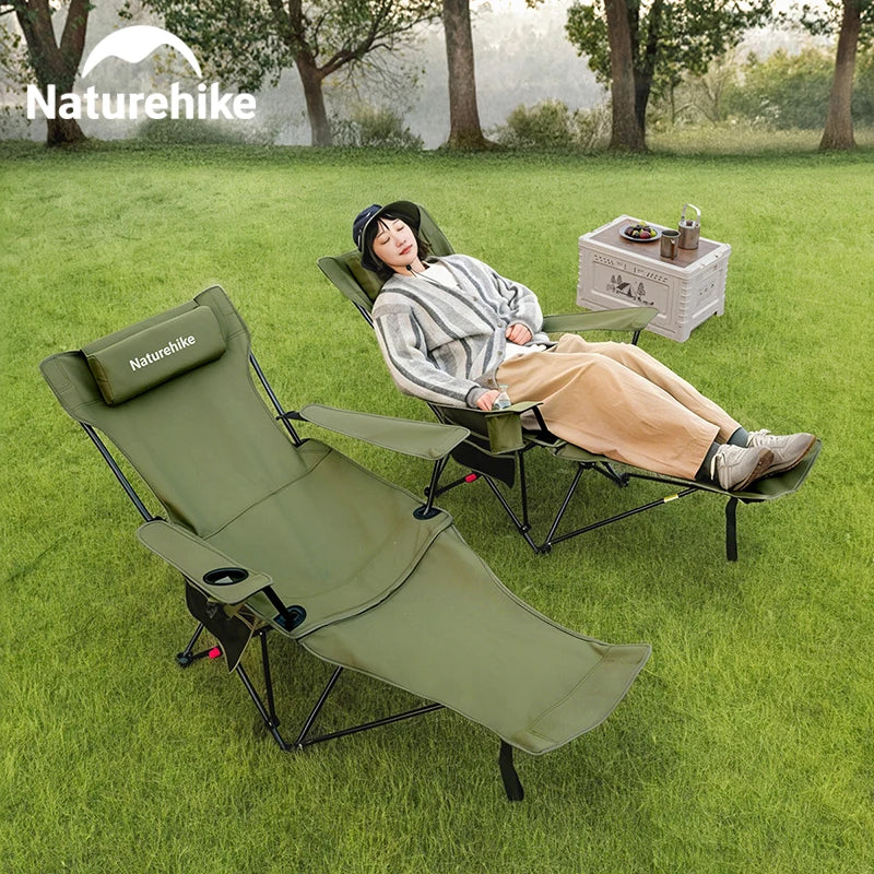 Naturehike 3-Position Adjustable Recliner Portable Folding Reclining Camping Chair with Footrest for Beach Lunch Easy Storage