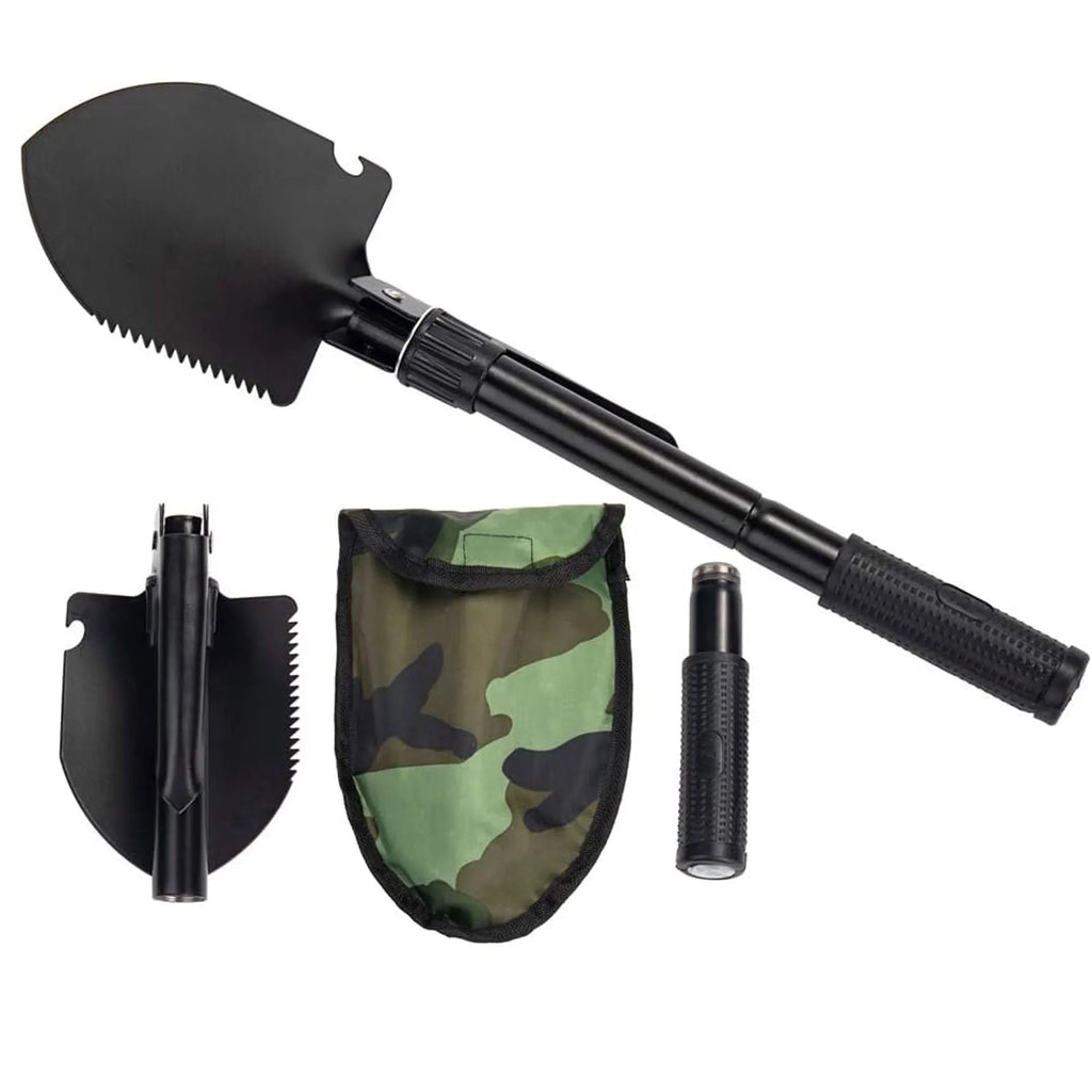 Folding Shovel Military Camping Shovel Survival Gear Entrenching Tool with Carrying Pouch Metal Handle