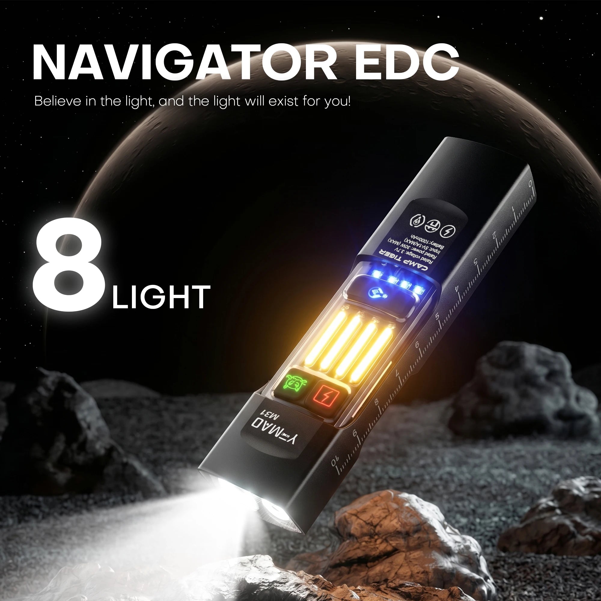 UV Inspection Flashlight — Rechargeable with Clip