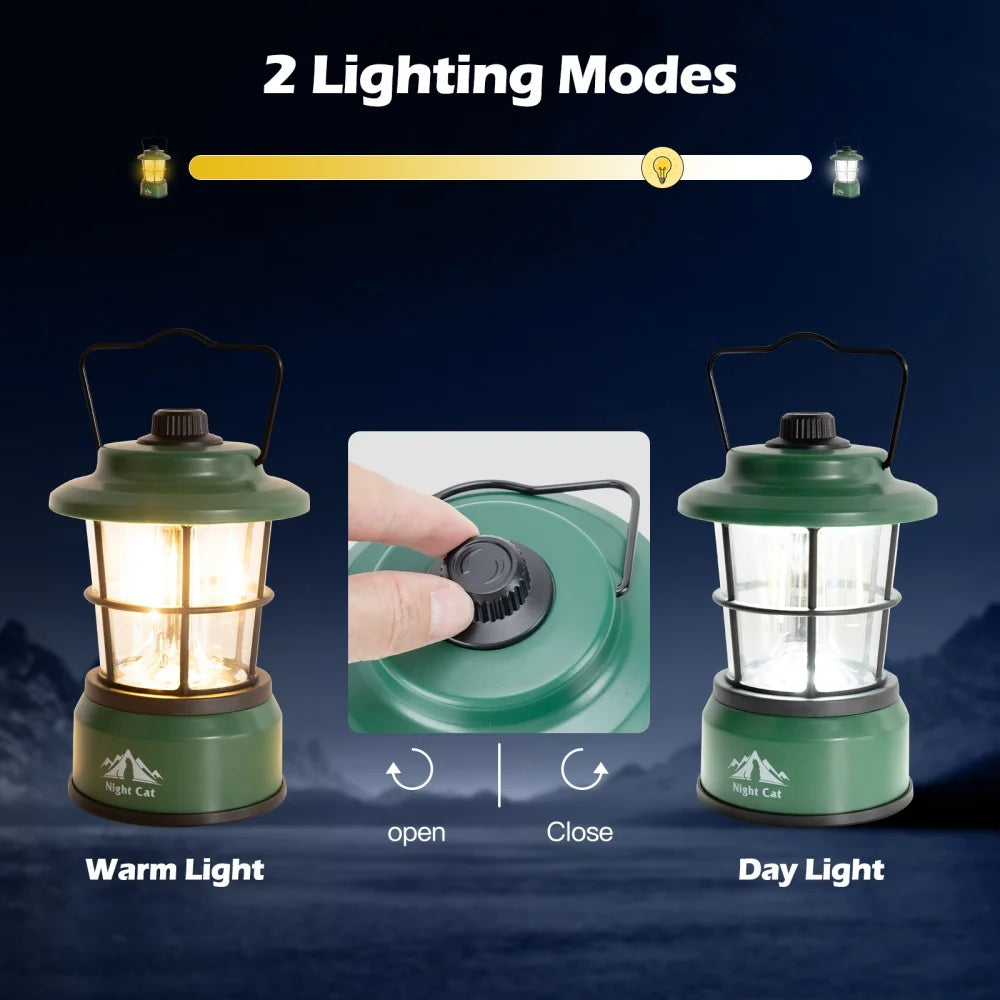Night Cat Camp Lantern — Long‑Life Battery Glow