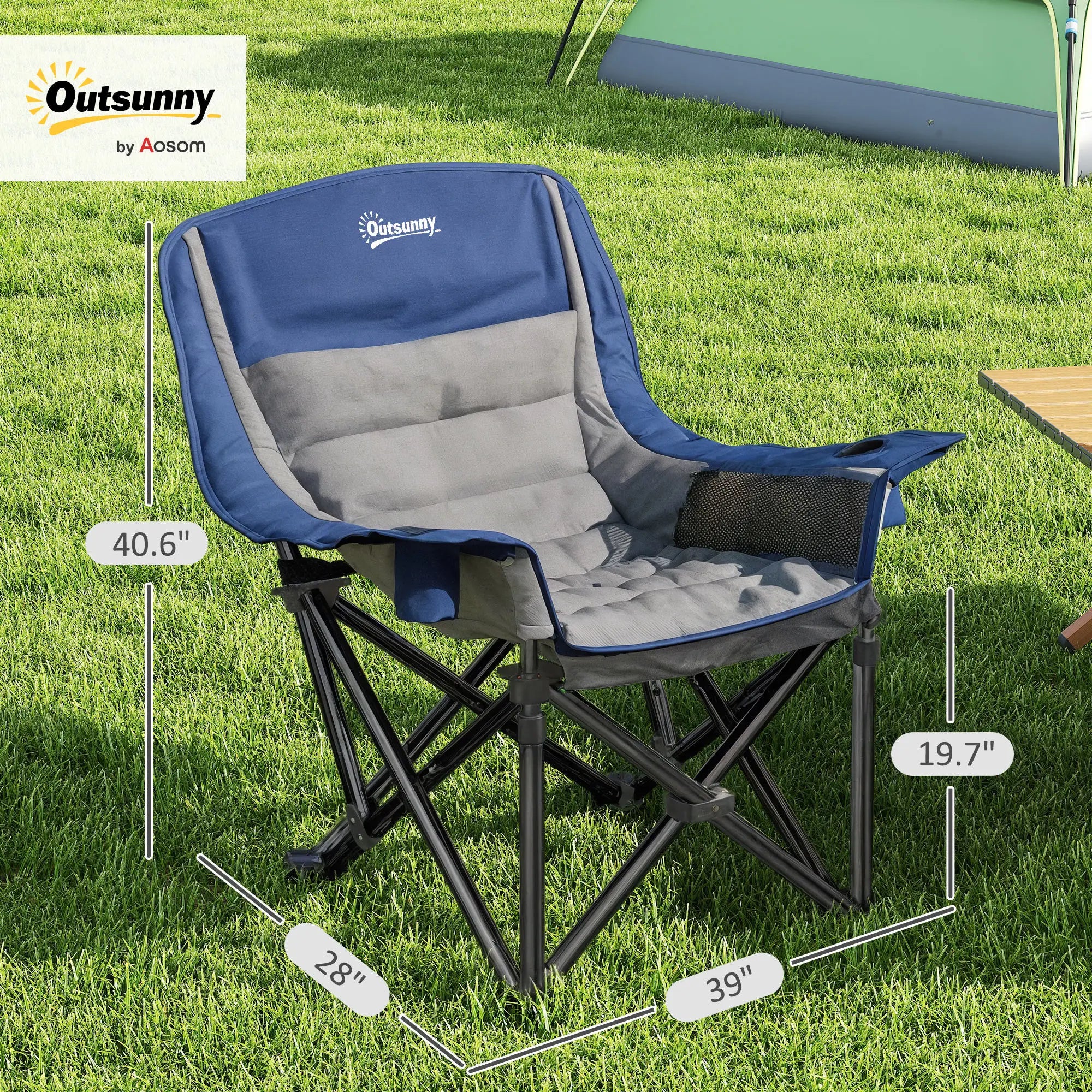 Camping Chair for Adults, Portable Folding Chair, Light Gray