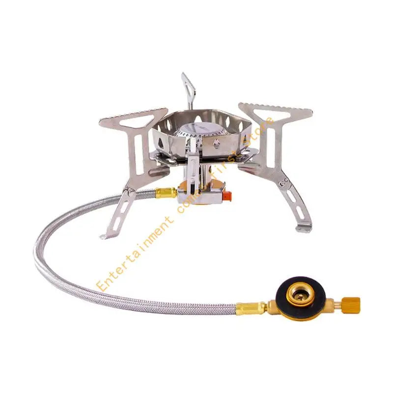 Windproof Camp Gas Stove for Outdoor Cooking with Folding Cookware Stand 55KD