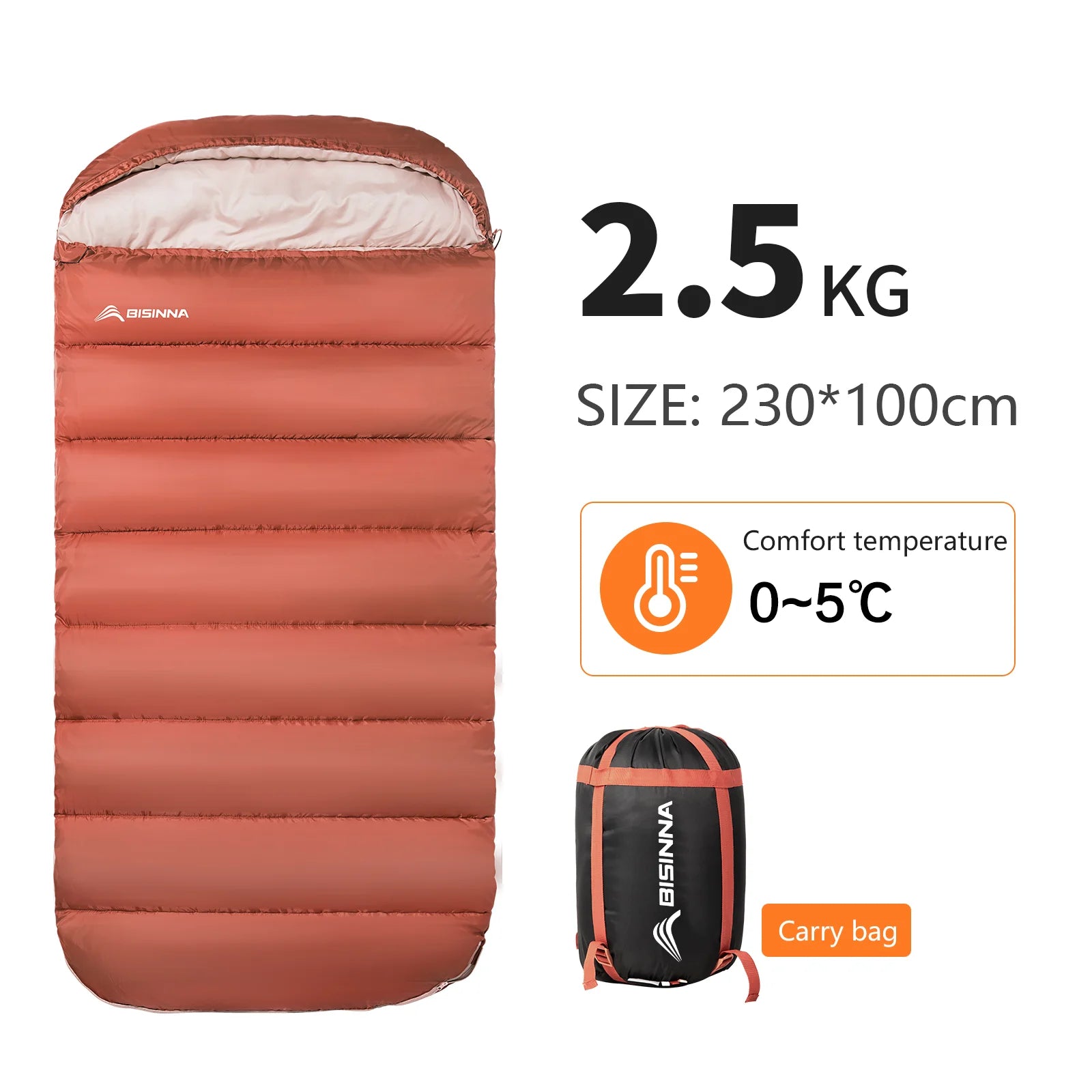 BISINNA Large Camping Sleeping Bag Lightweight 3 Season - Long Size
