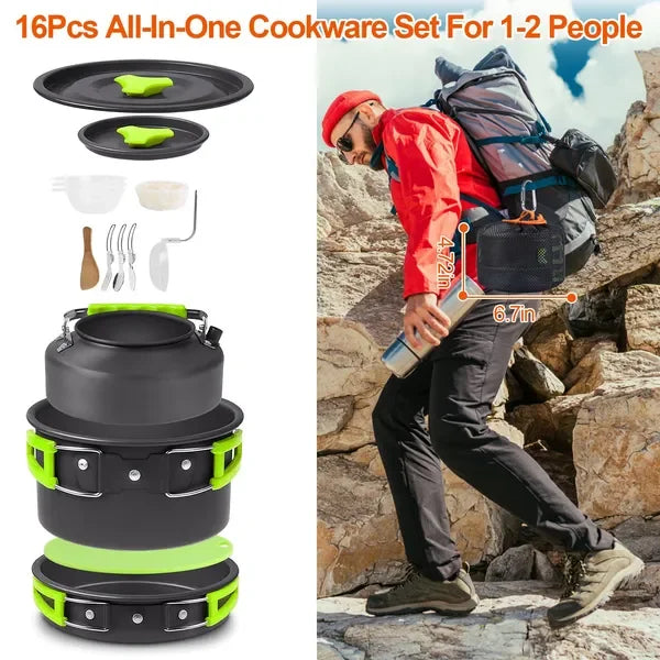 16-Piece Camping Cookware Set