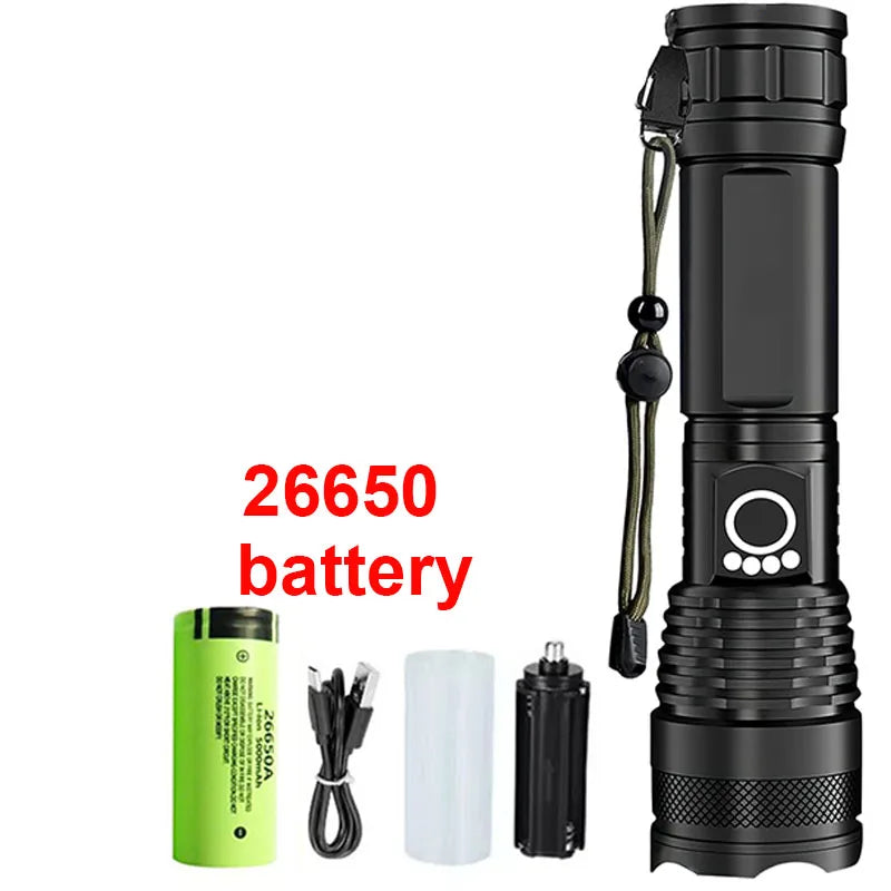 Zoom‑Focus Tactical Flashlight — Rechargeable