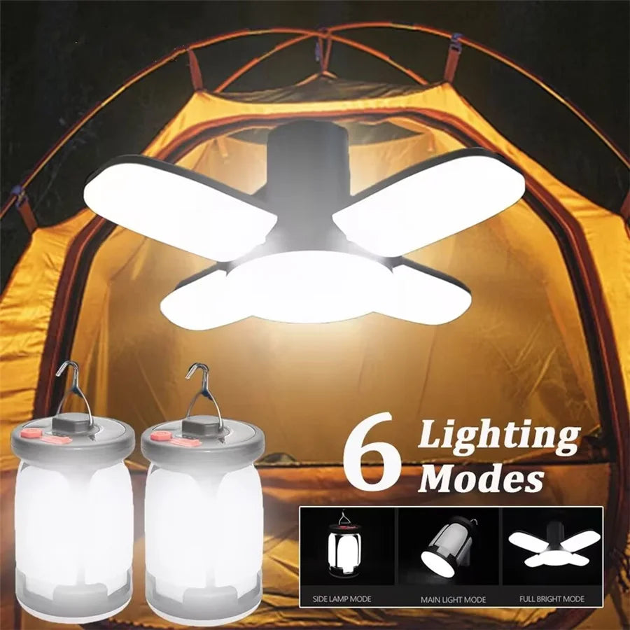 Foldable Solar Tent Light — USB‑C Rechargeable