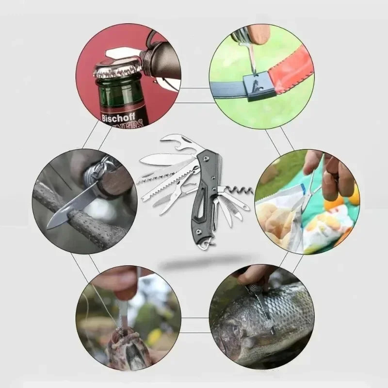 Multi-Functional Swiss Knife Outdoor Camp Multi-Tool Bottle Opener Portable Folding Knife Scissors Saw Military Pocket Knife..