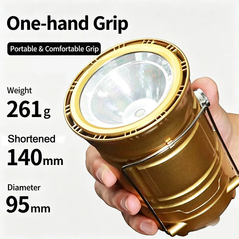 Retractable Solar Lantern — Compact Camp Glow