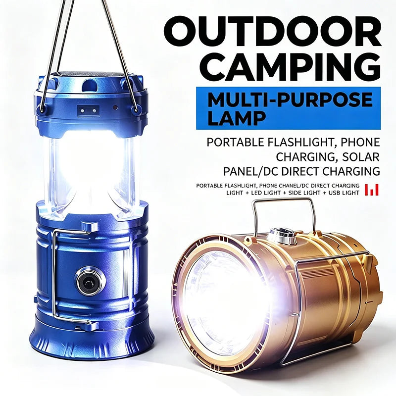 Retractable Solar Lantern — Compact Camp Glow