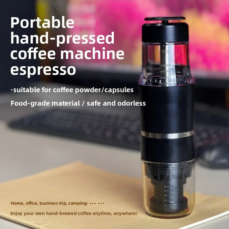 3 In 1 Portable Coffee Machine Hot/Cold Water Manual Espresso Maker For Capsule & Ground Hand Press Brewer hiking Travel