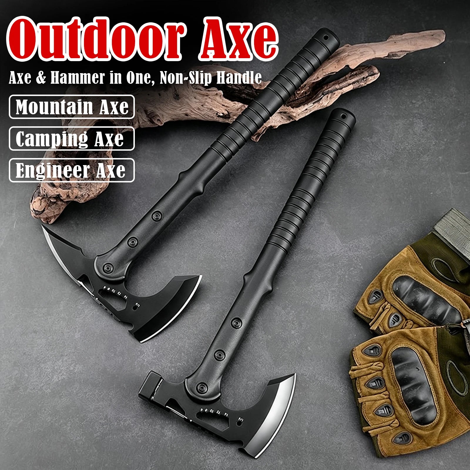 Multifunction Outdoor Camping Axe Assault Axe, Stainless Steel Sharp Survival Tactical Tomahawk with Sheath, New Model Engineer’s Axe, Camping and Rock-Splitting Axe, Bone-Cutting Knife, Multifunctional Tactical Axe