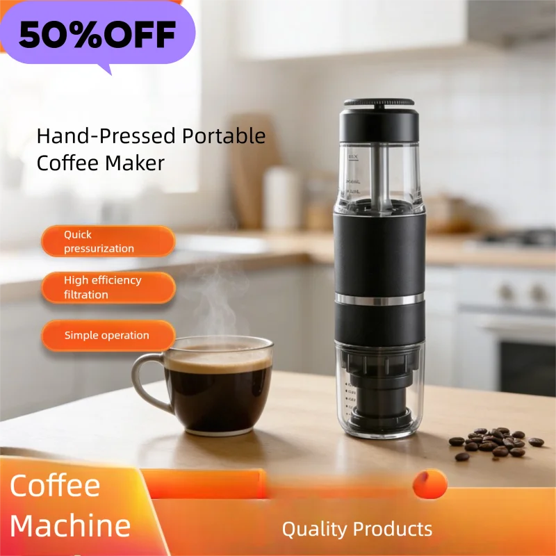 3 In 1 Portable Coffee Machine Hot/Cold Water Manual Espresso Maker For Capsule & Ground Hand Press Brewer hiking Travel
