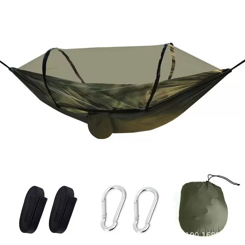 2-In-1 Camping Hammock With Mosquito Net 1.6 lbs Ultralight Parachute Nylon Hanging Bed For Outdoor Survival Travel Backyard