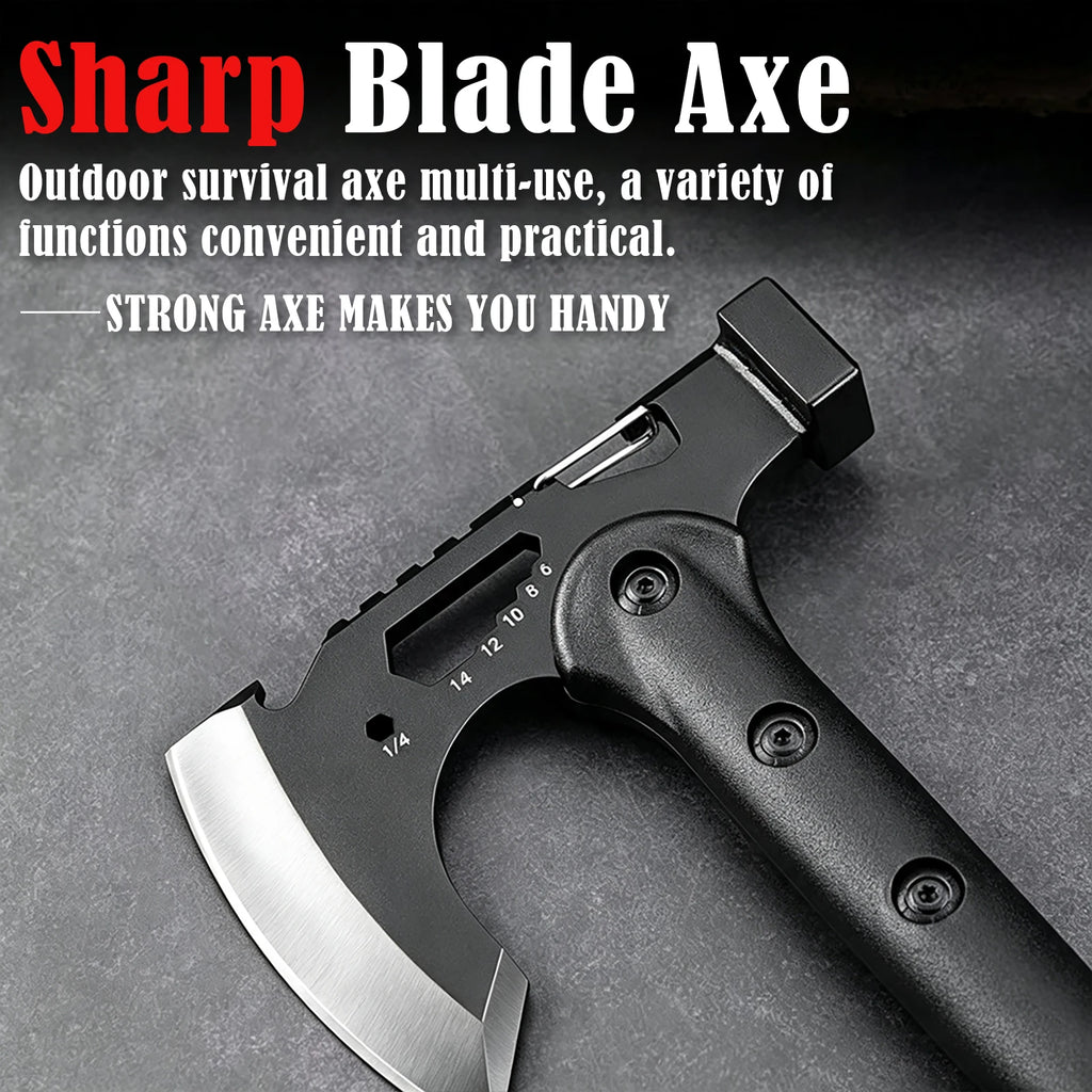 Multifunction Outdoor Camping Axe Assault Axe, Stainless Steel Sharp Survival Tactical Tomahawk with Sheath, New Model Engineer’s Axe, Camping and Rock-Splitting Axe, Bone-Cutting Knife, Multifunctional Tactical Axe