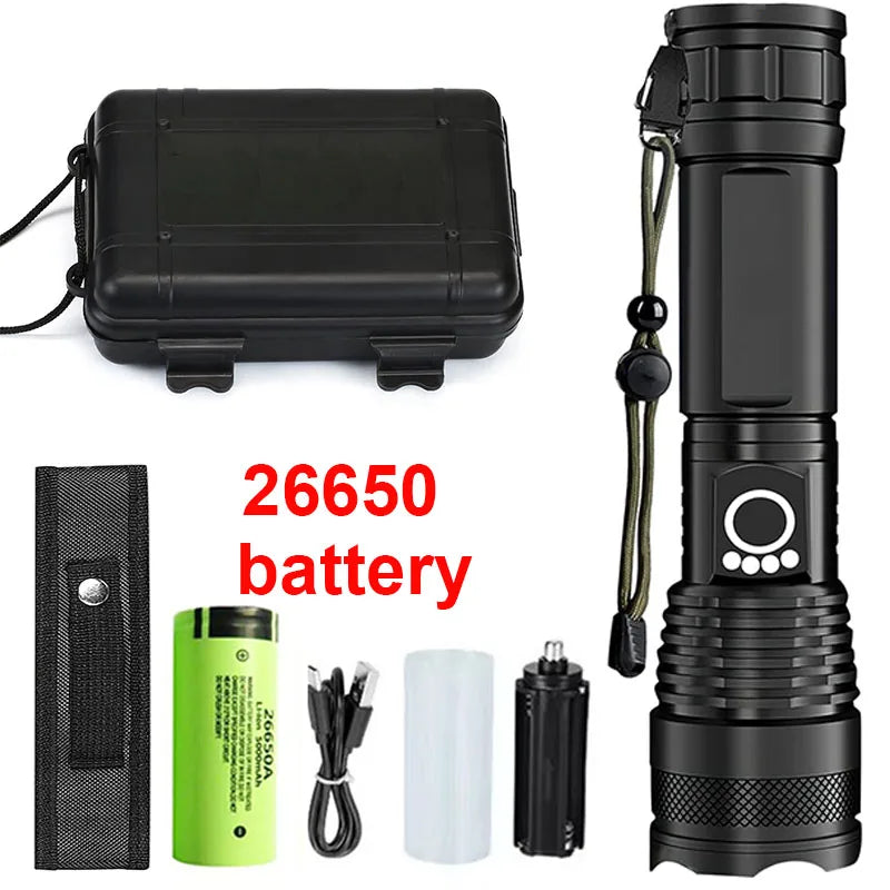 Zoom‑Focus Tactical Flashlight — Rechargeable
