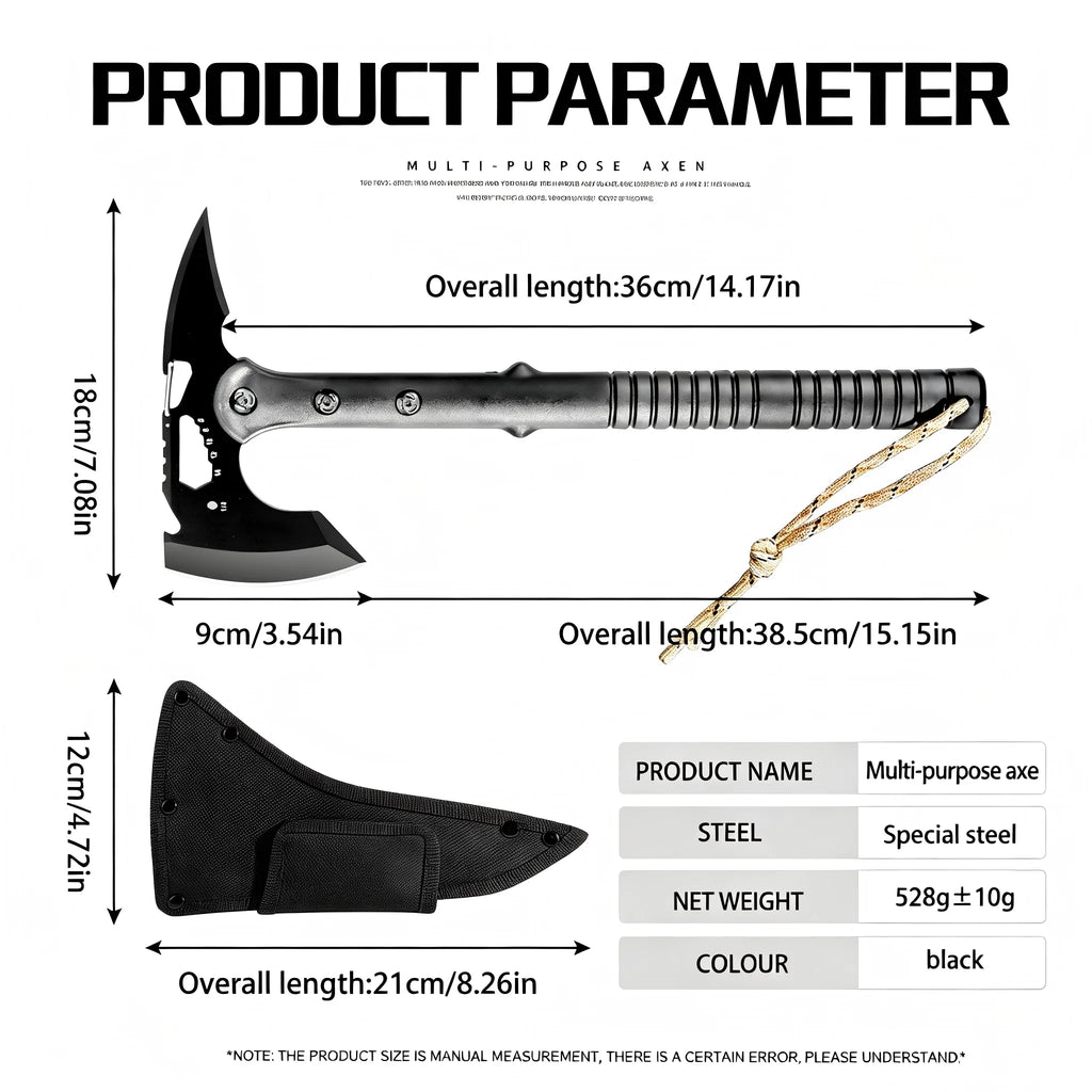 Multifunctional Camping Hatchet Non Slip Grooved Handle Portable Hand Axe With Protective Nylon Sheath Lightweight Outdoor Cutting Tool For Camping Firewood Cutting Hiking Backpacking Hobby Collection Gift