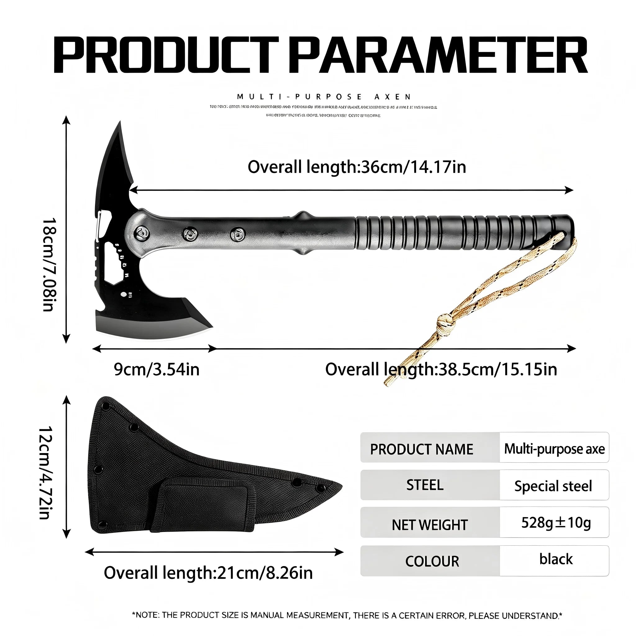 Multifunctional Camping Hatchet Non Slip Grooved Handle Portable Hand Axe With Protective Nylon Sheath Lightweight Outdoor Cutting Tool For Camping Firewood Cutting Hiking Backpacking Hobby Collection Gift
