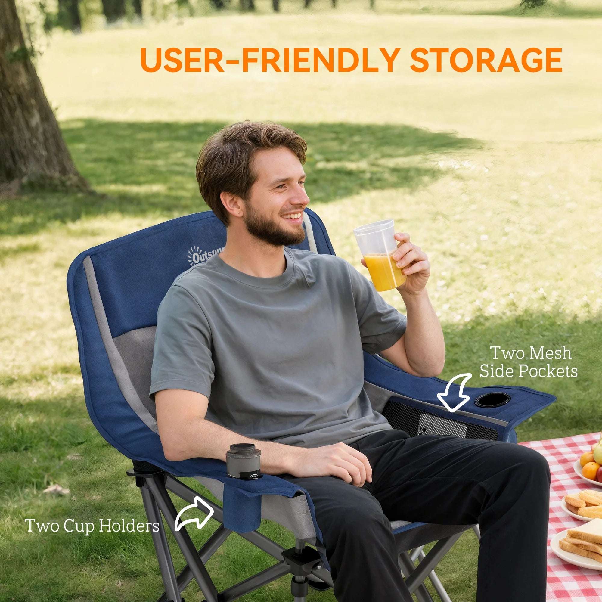 Camping Chair for Adults, Portable Folding Chair, Light Gray