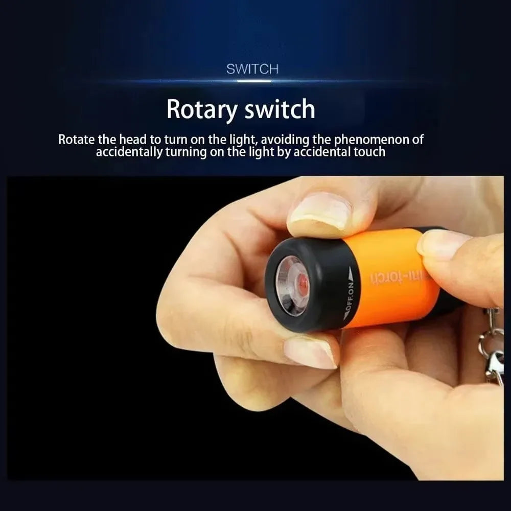 Mini Keychain Flashlight USB Rechargeable LED Torch Ultra Bright Pocket Light Waterproof Key Ring Handheld Flashlight for Outdoor Camping Hiking Emergency Night Walking Portable Lighting Tool for Everyday Carry and Travel Out