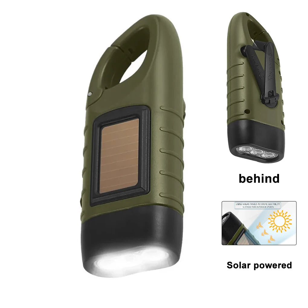 Survival Flashlight — Solar + Hand‑Crank Power