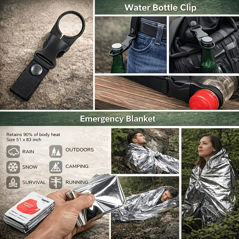 Multi-Functional Tool Backpack Emergency Survival Kit Camping Gear First Aid Supplies with MOLLE Pouches Suitable for Hunting Camping Gardening Outdoor Adventure