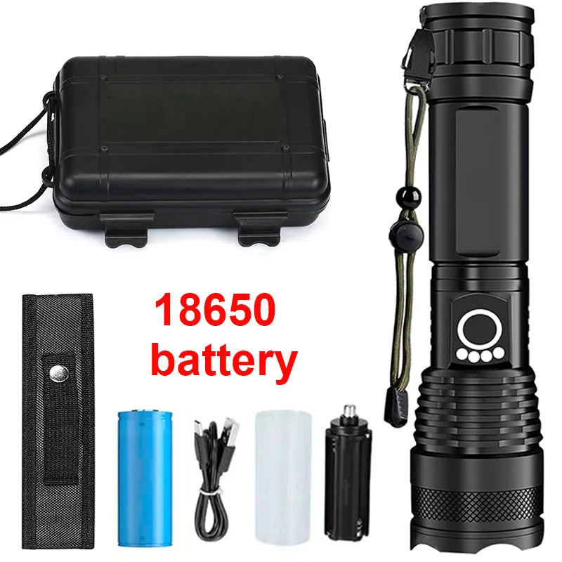Zoom‑Focus Tactical Flashlight — Rechargeable
