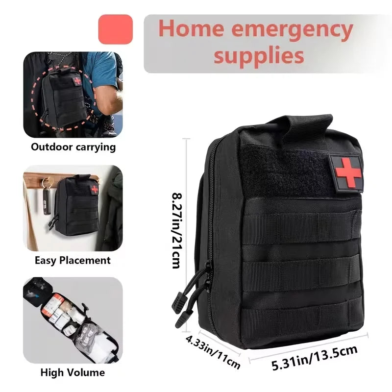 Multi-Functional Tool Backpack Emergency Survival Kit Camping Gear First Aid Supplies with MOLLE Pouches Suitable for Hunting Camping Gardening Outdoor Adventure
