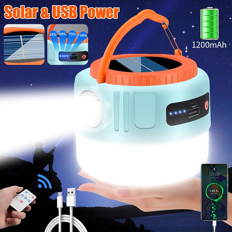 Solar Lantern with Remote — PowerBank Combo Light