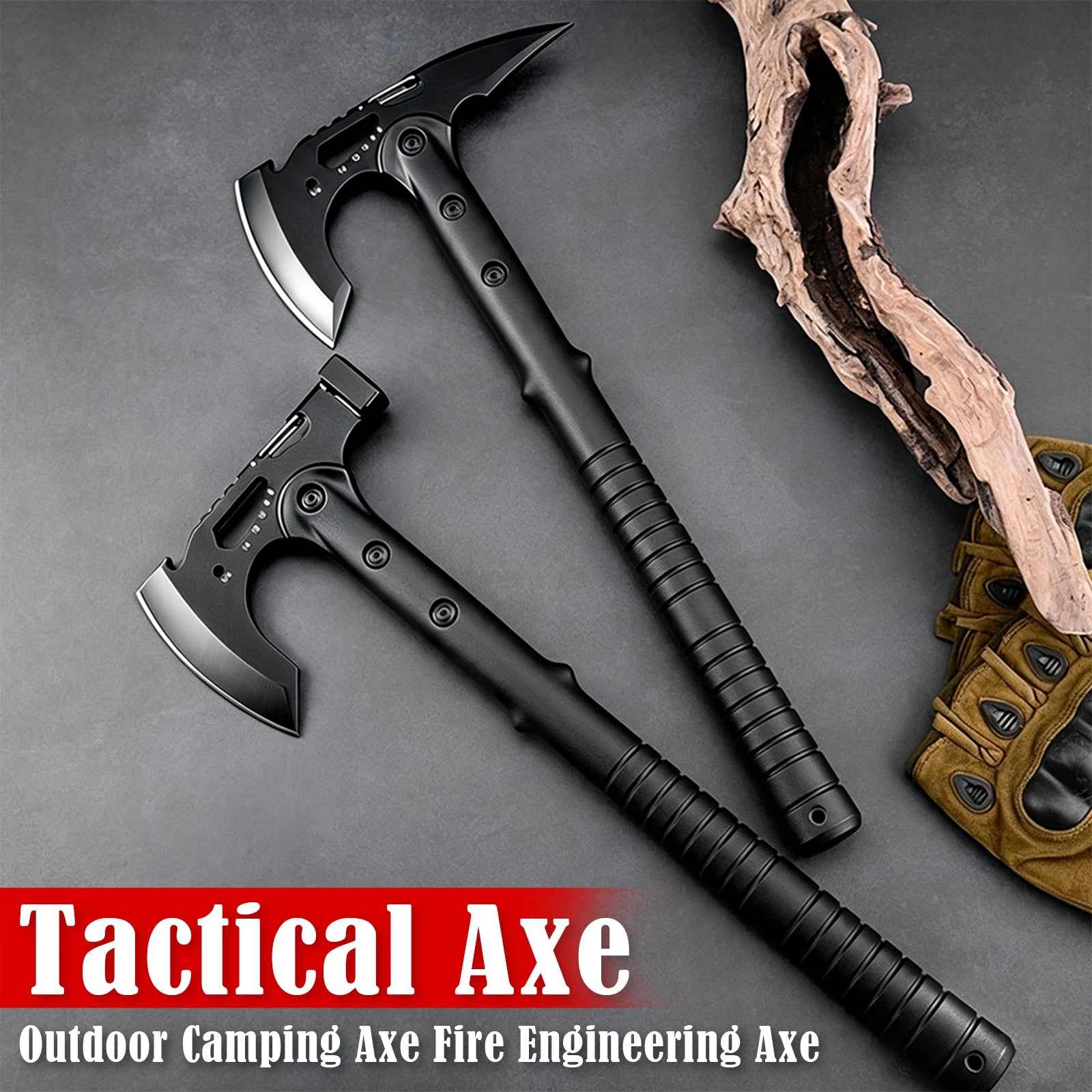 Multifunction Outdoor Camping Axe Assault Axe, Stainless Steel Sharp Survival Tactical Tomahawk with Sheath, New Model Engineer’s Axe, Camping and Rock-Splitting Axe, Bone-Cutting Knife, Multifunctional Tactical Axe