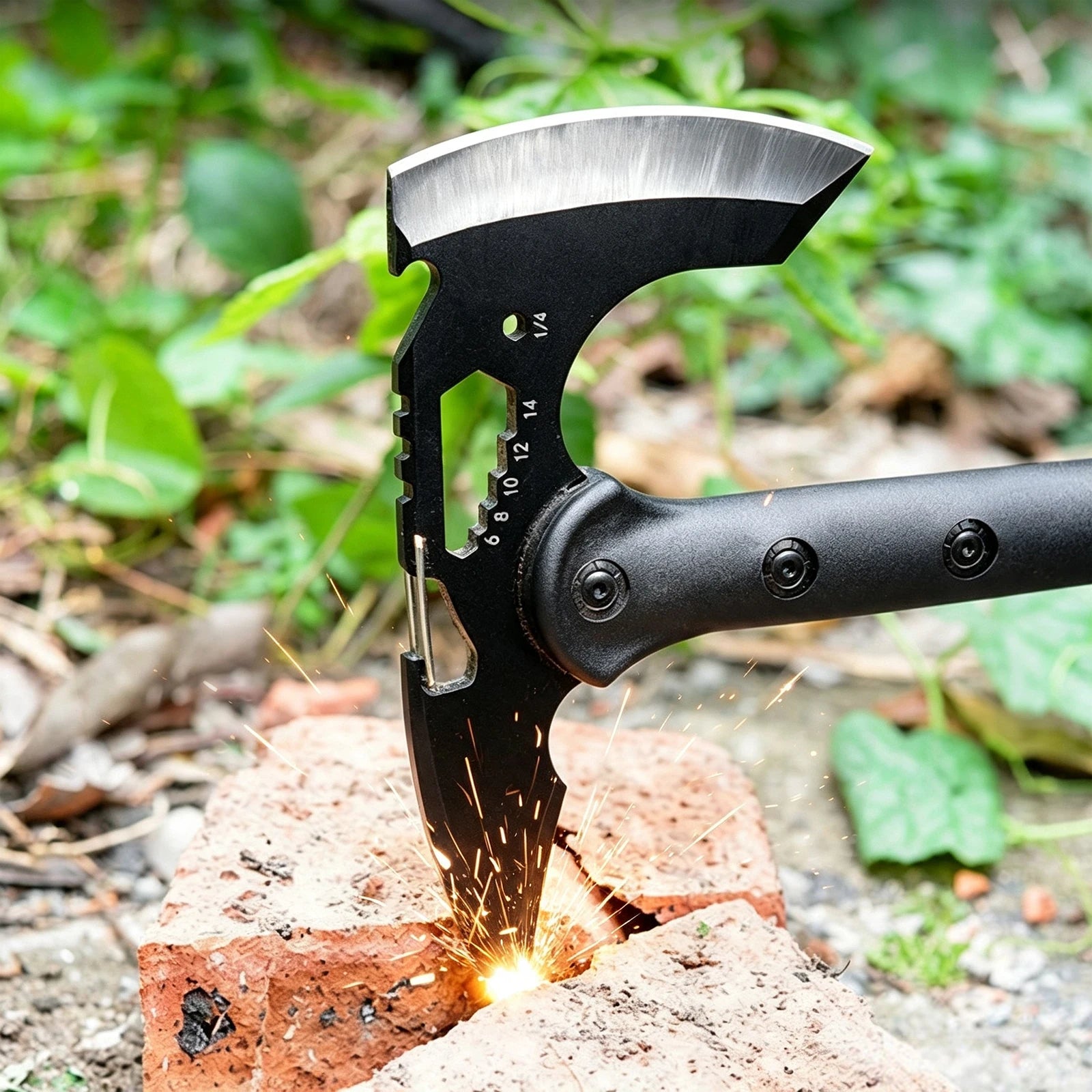 Multifunction Outdoor Camping Axe Assault Axe, Stainless Steel Sharp Survival Tactical Tomahawk with Sheath, New Model Engineer’s Axe, Camping and Rock-Splitting Axe, Bone-Cutting Knife, Multifunctional Tactical Axe