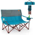 Double Camping Loveseat with Cup Holders, Thick Padding, Heavy-Duty Outdoor Chair for 2, Supports 660 LBS