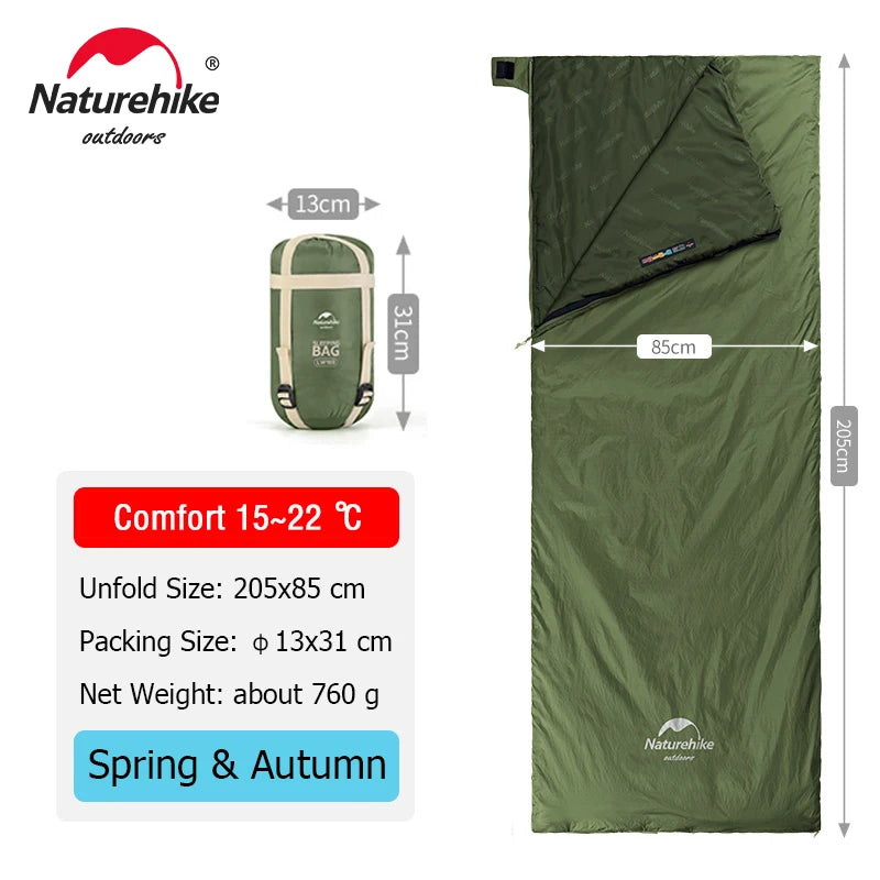 Naturehike LW180 Sleeping Bag Ultralight Portable Sleeping Bag Spring Summer Sleeping Bag Outdoor Hiking Camping Travel Equipment
