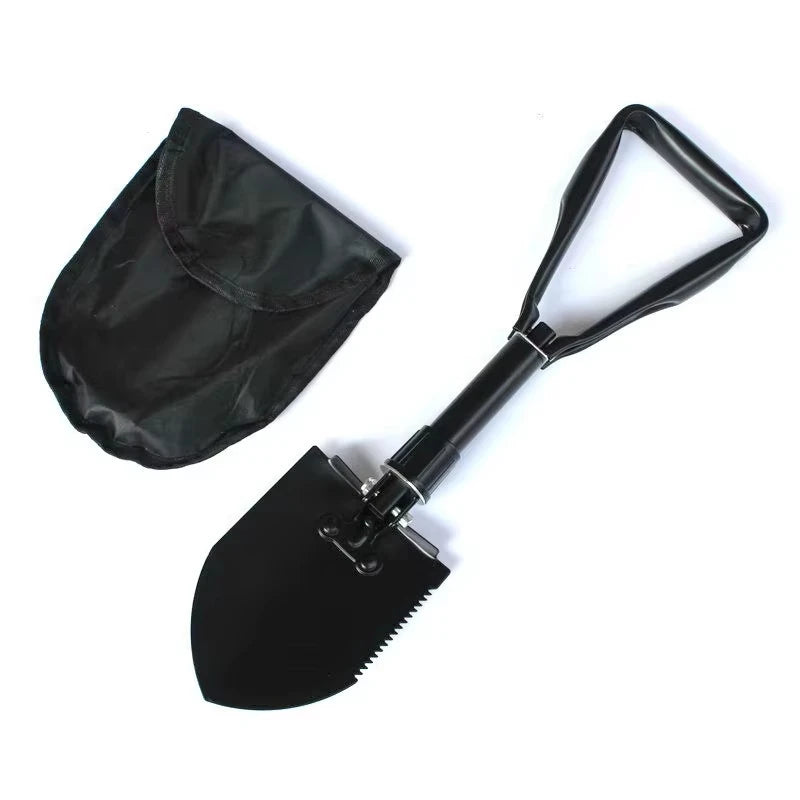 Upgraded Chrome Carbon Steel Folding Shovel – Multi-Function Camping Tool with Pickaxe, Sawtooth & Hoe for Outdoor Survival, Gar