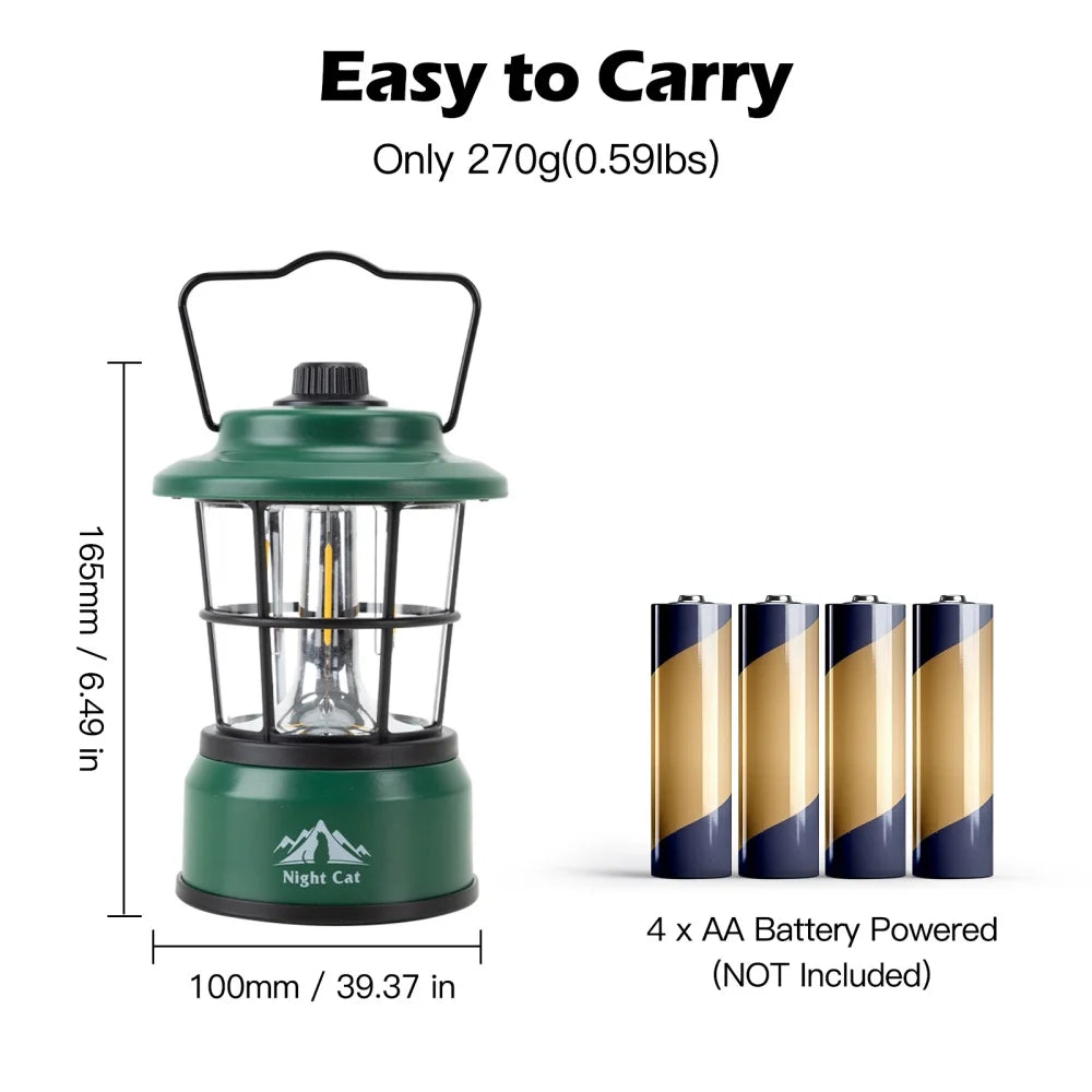 Night Cat Camp Lantern — Long‑Life Battery Glow