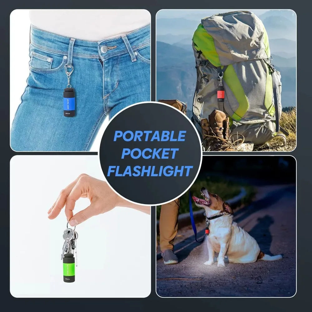 Mini Keychain Flashlight USB Rechargeable LED Torch Ultra Bright Pocket Light Waterproof Key Ring Handheld Flashlight for Outdoor Camping Hiking Emergency Night Walking Portable Lighting Tool for Everyday Carry and Travel Out